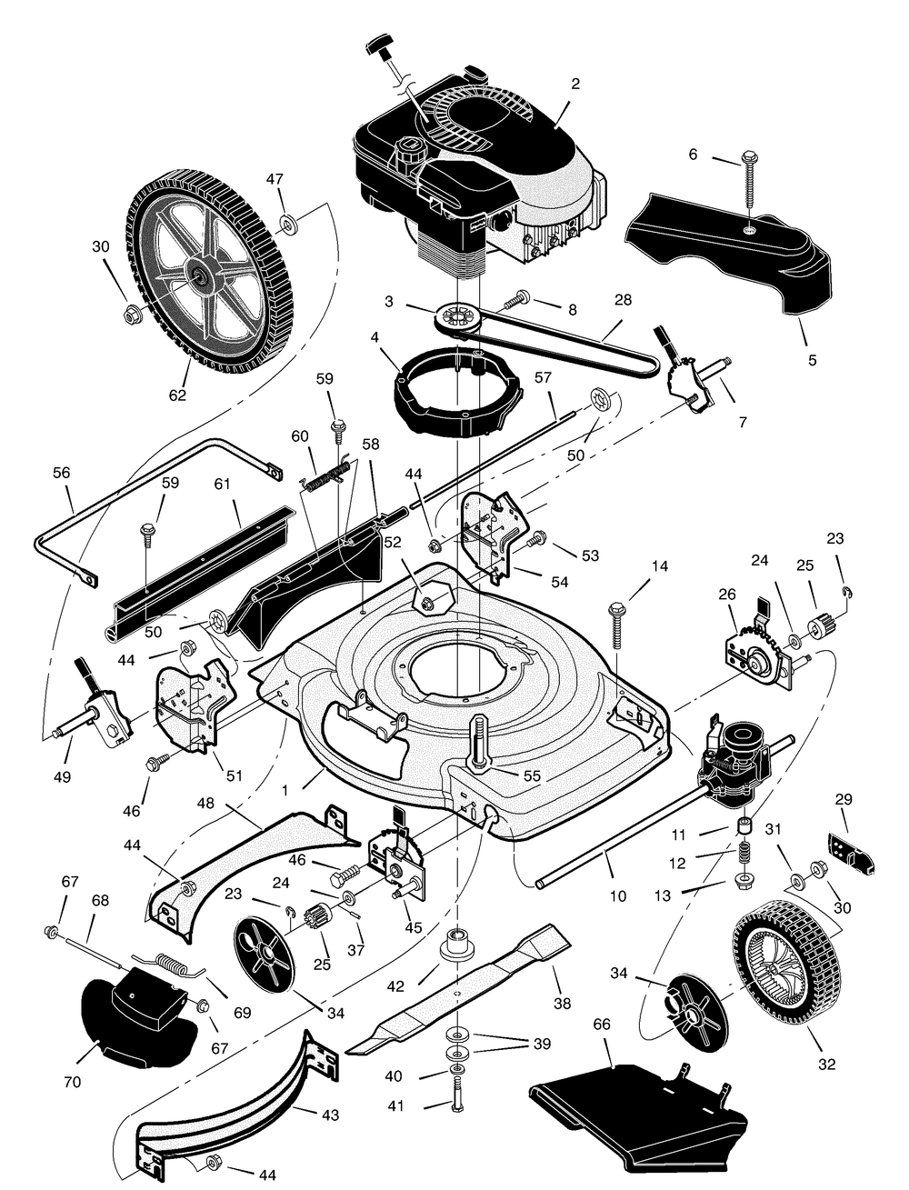 Mower Housing Assembly Diagram and Parts List for 229510X99A 2004 Briggs and Stratton Lawn Mower